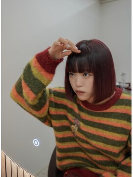 ナンバー アンフィール 渋谷(N° anfeel) ワンレンボブ/ワインレッド