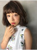 愛されボブ[切りっぱなしボブピンクブラウンベリーショート]