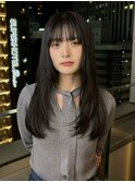 12740艶髪グレージュ髪質改善アッシュブラック韓国ストレート