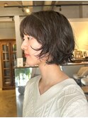 ハンサムショートパーマくるくるパーママッシュパーマボブ