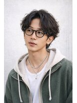 エテバイリリア メンズサロン 堺市駅前店(ete by LILIA.)&nbsp;センターパート/ツイストパーマ/スパイラルパーマ/