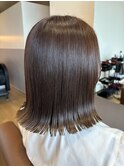 ボブ×切りっぱなし×外ハネ×ショコラブラウン×艶髪