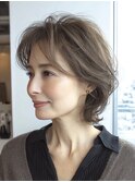 大人ショートレイヤー白髪ぼかし脱白髪染め40代50代60代原宿