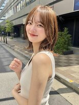 サンド 銀座(sand)&nbsp;こなれ感くびれミディアム☆シースルーバング×ベージュカラー