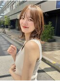 こなれ感くびれミディアム☆シースルーバング×ベージュカラー