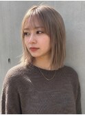 【透明感カラー】ミルクティーベージュ×切りっぱなしボブ