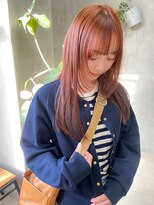 テトヘアー(teto hair)&nbsp;オレンジカラー　オレンジブラウン　明るめカラー　艶　ロング