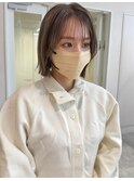 くびれボブ レイヤーカット グレージュ 前髪