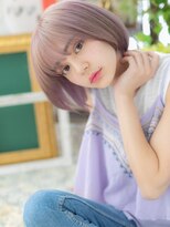 カバーヘア ブリス 川口(COVER HAIR bliss)&nbsp;大人ガーリーハイトーンカラー耳かけ丸みボブh3川口10代20代30代