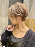 韓国ハンサムショートボブ白髪ぼかしハイライト小顔髪質改善仙台