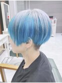 【DAYS 原宿】ブリーチデザイン　ホワイトシルバーブルーカラー