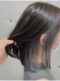 インナーカラー×グレージュ×アッシュグレー×イヤリングカラー