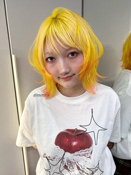 ソル バロール 表参道(SOL .valor) 顔周りレイヤーイエローカラーオレンジブロンドハイトーンカラー