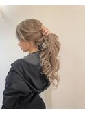 3Dハイライト&シースルグレージュ&シールエクステグラデーション