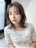 ロブレイヤー_グレーベージュレイヤーロング前髪パーマ_29516
