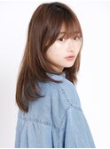 モテ髪シースルーバングシアーカラーセミディウルフレイヤー大島