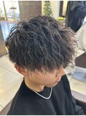 ツイストスパイラルパーマ　メンズパーマ　波巻きパーマ