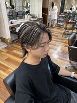 イエローコーン 金沢文庫店(YELLOW CORN) メンズハイライト/センターパート/ニュアンスパーマ/メンズヘア