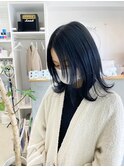 ダークブルー　ダブルカラー　髪質改善トリートメント