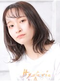 大人可愛い小顔美髪ツヤ髪ミディアムレイヤー薄めバングA5