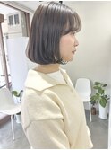 丸みボブ/内巻きボブ/オリーブベージュ
