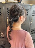 ヘアセット 大人かわいい編みおろしポニー スッキリ お呼ばれ