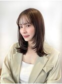 10代20代30代/ミディアムレイヤーくびれヘア/オリーブベージュ
