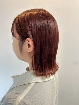 シンクビューティービースト 元町店(sync beauty:beast) 切りっぱなしボブ/外ハネ/オレンジブラウン