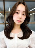 暗めカラー◎韓国レイヤーで秋の透明感くびれ