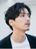 心斎橋フェザーパーマ毛流れセンターパートカルマパーマ強め30代