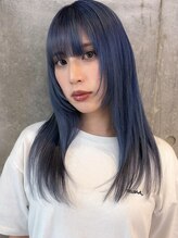 セル(CELL)&nbsp;韓国風ヘア レイヤーカット アッシュブルー ブリーチ 20代*
