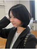 18104黒髪ダークアッシュくびれミディアムハッシュカットボブ