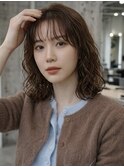 小顔ミディアムパーマミディアムデジタルパーマボブパーマ前髪