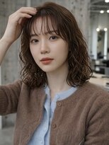 ノラ シブヤ(NORA)&nbsp;小顔ミディアムパーマミディアムデジタルパーマボブパーマ前髪