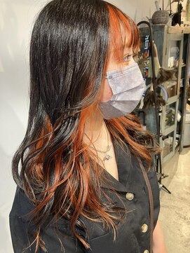 ナルヘアー 越谷(Nalu hair) インナーカラー/オレンジ×ディープパープル