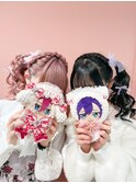 双子コーデ/サイドポニー/編み込みカチューシャ