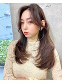レイヤーロング/ワンホンヘア/ワンカール/レイヤーカット
