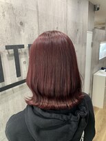 アンダーバーホワイト 南海難波店(_WHITE)&nbsp;ワインレッド×外ハネミディアム