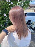 ハイトーンカラーインナーカラーミルクティーベージュ20代前髪