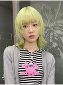 ウルフカットレイヤーカットペールミントグリーンカラー