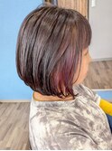 《魅せるグレイヘア》ボルドーカラー×ボブ［つくば市みどりの］