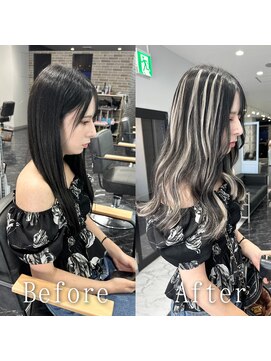 あるじゃんすー 渋谷店 ブラック×ホワイトベージュ#シールエクステ#イメチェン#渋谷