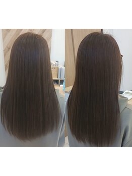 お客様一人ひとりに合わせた薬剤を使用し理想の髪へと導きます♪うねりや広がりも自然な極上の手触り☆