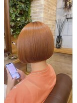 プランツヘアー&nbsp;丸みボブ × オレンジカラー　高宮 博多 平尾 大橋 野間 薬院