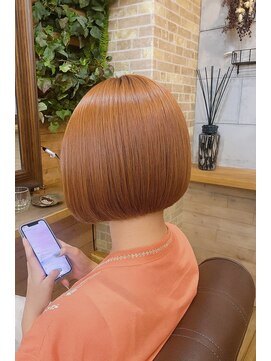 プランツヘアー 丸みボブ × オレンジカラー　高宮 博多 平尾 大橋 野間 薬院