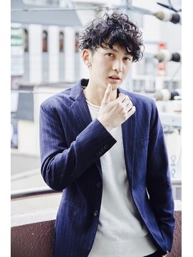 クレスト 草津店(CREST) マッシュツーブロックメンズパーママッシュウルフメンズカット