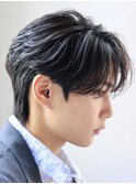 韓国ヘアニュアンスパーマセンターパート毛流れビジネスヘア