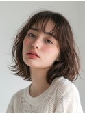 ナチュラルショートボブ×シアーカラー