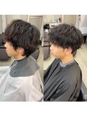 癖毛を波巻きパーマに