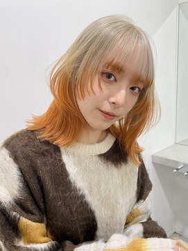 ジーナ オモテサンドウ(XENA) デザインカラー×ミニウルフ×裾カラー×ミルクティーカラー